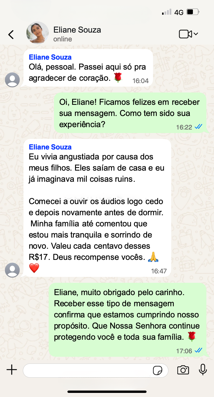 Print de conversa de WhatsApp com cliente